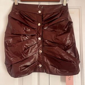 Micas Red Fake Leather Stretch Skirt
